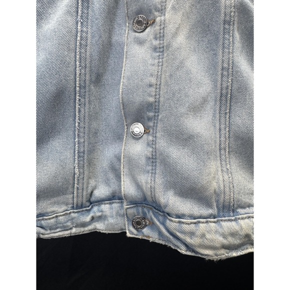 MTV Jacket Mens‎ XL Light Wash Denim Trucker Graphic Painted Sleeves H&M Divided - Picture 4 of 16